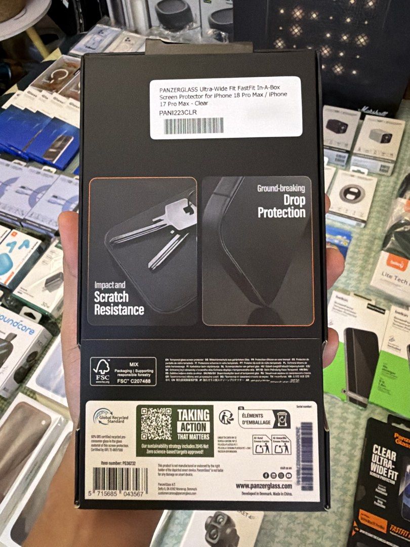Panzer Glass Screen Protector 17 / 18 Pro Max (Category: Cases & Sleeves) located in Quezon City. Submitted by law.1789 (Listing ID 1468880777, Image 2). Description: SRP - 1790 Sale Price - 1250 Brand new screen protectors designed for iPhone 17 Pro Max and iPhone 18 Pro Max - Available in trusted brands like Panzer Glass and Belkin - Features ground-breaking drop protection and high-impact scratch resistance - Includes FastFit or Easy Align ins