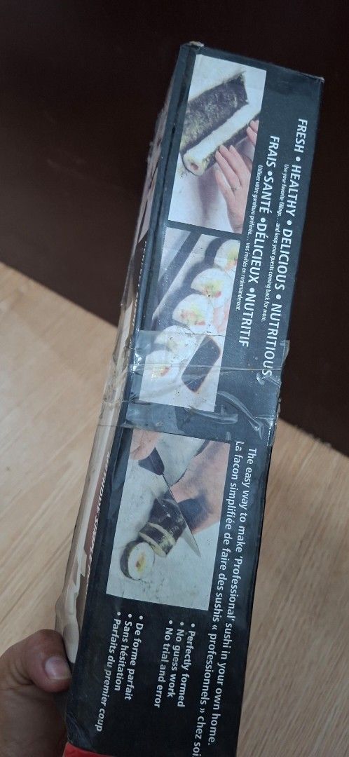 Perfect Sushi Maker Machine Kit (Category: Cookware & Accessories) located in Manila. Submitted by princessahshop (Listing ID 1468852364, Image 2). Description: - Easy-to-use plastic sushi roller tool for making perfect rolls at home - Simple cylinder design removes guesswork for beginners and pros - Comes in original packaging with step-by-step instructions printed on the back - Durable, clean white plastic construction that washes easily after 