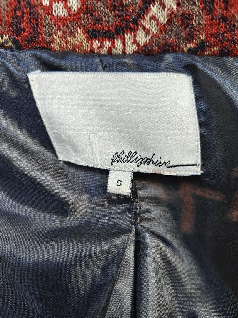 Phillip Lim cropped jacquard swing jacket double breasted (Category: Coats, Jackets and Outerwear) located in Baguio. Submitted by archival_thrifted.ph. (Listing ID 1468792206, Image 2). Description: FOR SALE‼️ . PHILLIP LIM CROPPED DOUBLE BREASTED JACQUARD SWING JACKET . EXCELLENT CONDITION .SMALL ON TAG .PHP 1400 PLUS SF .❌❌ COP/COD .MOP GCASH . COURIER J&T .BAGUIO AREA .DM FOR SURE BUYER TY.