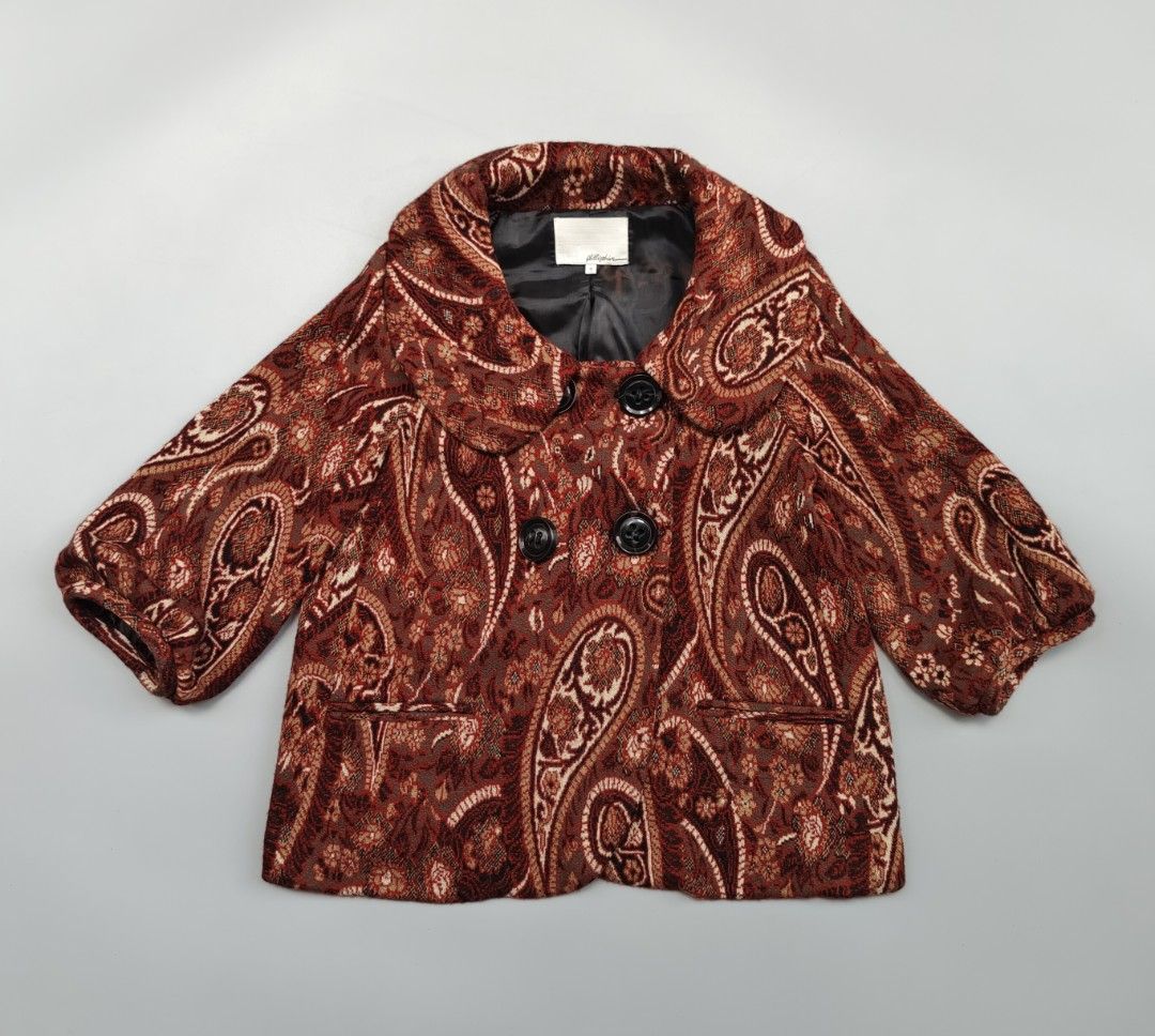 Phillip Lim cropped jacquard swing jacket double breasted (Category: Coats, Jackets and Outerwear) located in Baguio. Submitted by archival_thrifted.ph. (Listing ID 1468792206, Image 3). Description: FOR SALE‼️ . PHILLIP LIM CROPPED DOUBLE BREASTED JACQUARD SWING JACKET . EXCELLENT CONDITION .SMALL ON TAG .PHP 1400 PLUS SF .❌❌ COP/COD .MOP GCASH . COURIER J&T .BAGUIO AREA .DM FOR SURE BUYER TY.