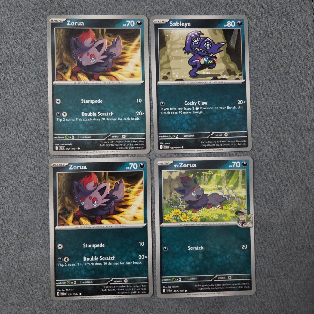 Pokemon Cutemon Dark Common/Uncommon (Category: Raw Singles) located in Taguig. Submitted by aeri______99 (Listing ID 1468857924, Image 2). Description: ⋆ 10 php each ⋆ 100php for 11pcs (you may check other C/UC listings) ⋆ These are well taken care of 🩷 bulk from my personal rips ⋆ No packaging fee. I'll ship with reused sleeves, toploaders, and box. ♡ tags ♡ dark type cute pokemon collectibles tcg arwen's maschiff inkay pangoro zorua N' zorua 