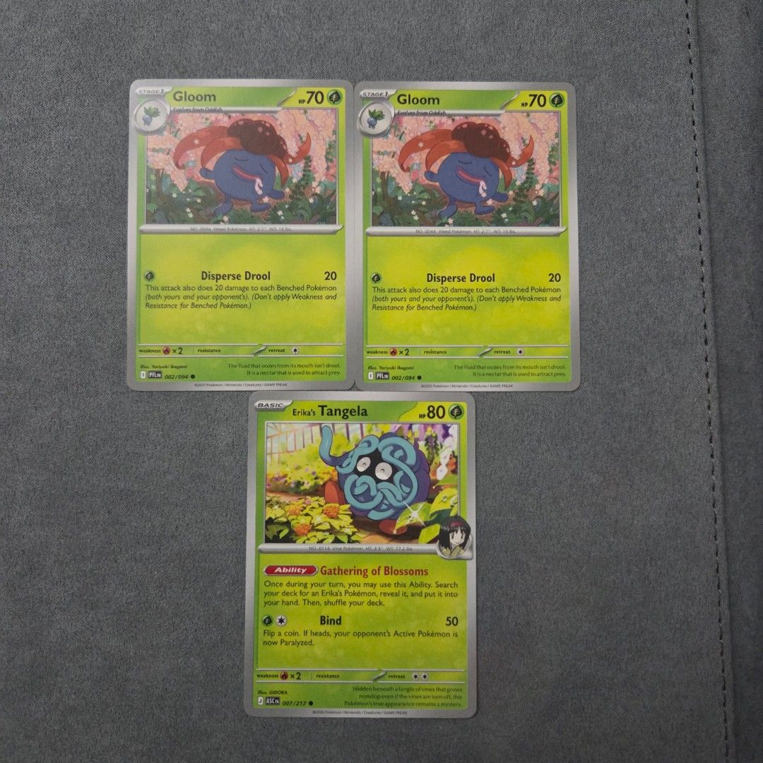 Pokemon Cutemon Grass Common/Uncommon (Category: Raw Singles) located in Taguig. Submitted by aeri______99 (Listing ID 1468870689, Image 2). Description: ⋆ 10 php each ⋆ 100php for 11pcs (you may check other C/UC listings) ⋆ These are well taken care of 🩷 bulk from my personal rips ⋆ No packaging fee. I'll ship with reused sleeves, toploaders, and box. ⋆ Snivy is slightly damaged at the bottom (see last pic) ♡ tags ♡ grass type cute pokemon coll