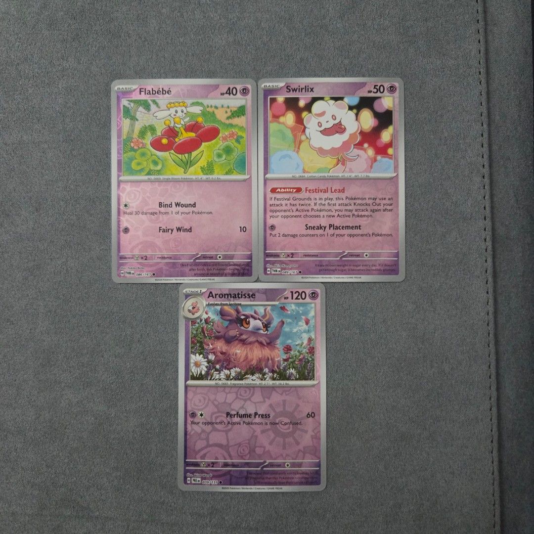 Pokemon Cutemon Psychic (Category: Raw Singles) located in Taguig. Submitted by aeri______99 (Listing ID 1468874155, Image 3). Description: ⋆ 15 php each ⋆ These are well taken care of 🩷 bulk from my personal rips ⋆ No packaging fee. I'll ship with reused sleeves, toploaders, and box. ⋆ Mr. Mime is holo ⋆ The rest are reverse holo sold: aromatisse ♡ tags ♡ psychic type cute pokemon collectibles tcg snom seel dewgong vanillite N's vanillish piplu