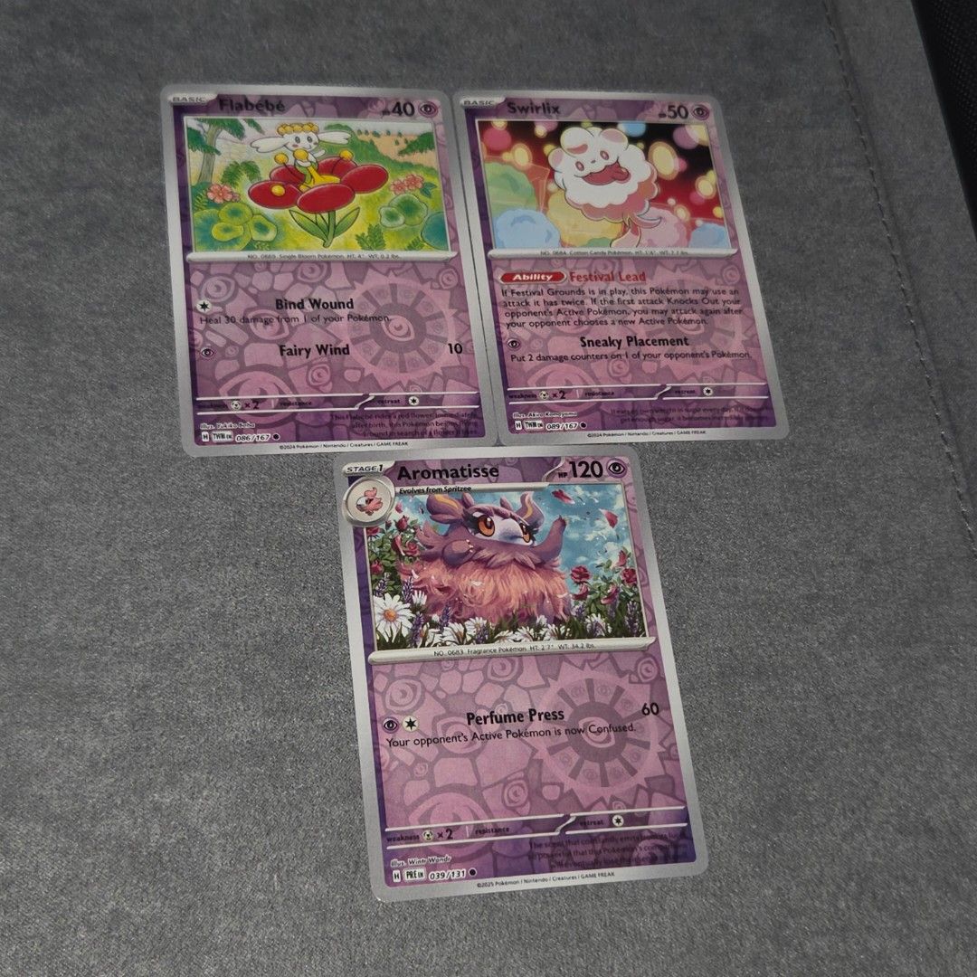 Pokemon Cutemon Psychic (Category: Raw Singles) located in Taguig. Submitted by aeri______99 (Listing ID 1468874155, Image 2). Description: ⋆ 15 php each ⋆ These are well taken care of 🩷 bulk from my personal rips ⋆ No packaging fee. I'll ship with reused sleeves, toploaders, and box. ⋆ Mr. Mime is holo ⋆ The rest are reverse holo sold: aromatisse ♡ tags ♡ psychic type cute pokemon collectibles tcg snom seel dewgong vanillite N's vanillish piplu