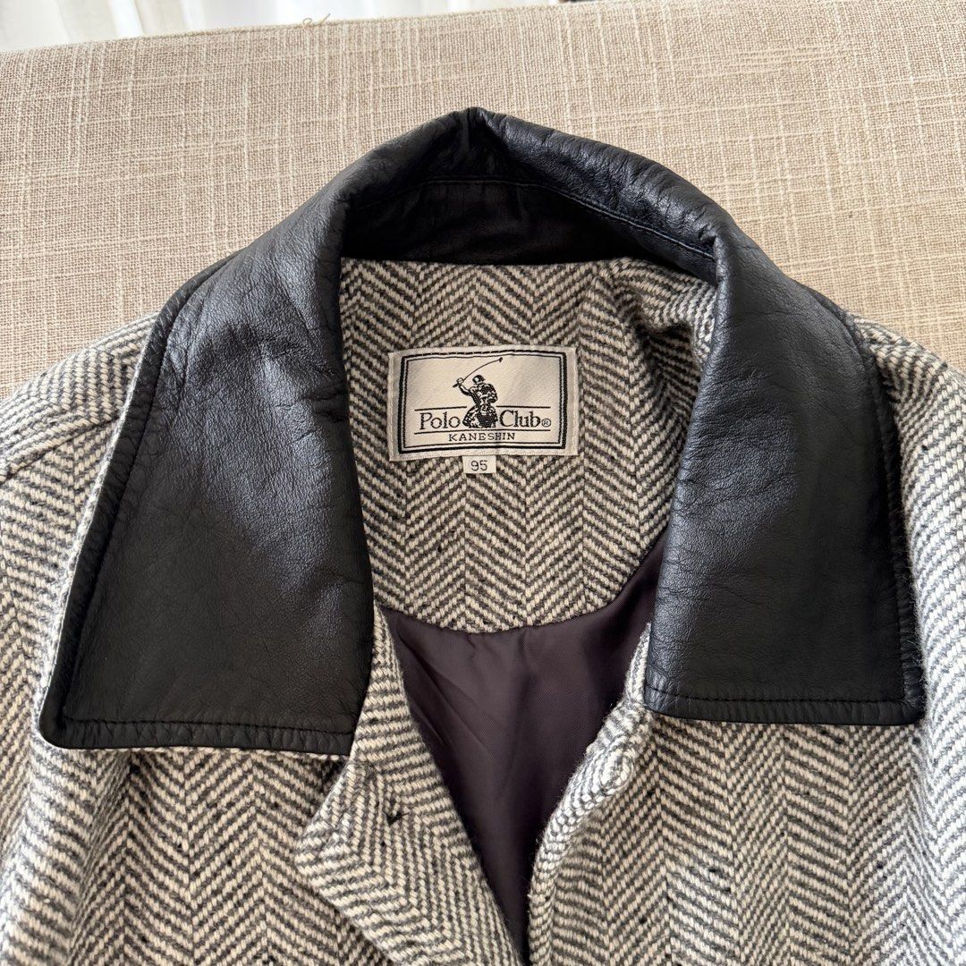 Polo Club Wool Gray Coat (Category: Coats, Jackets and Outerwear) located in Makati City. Submitted by user85985149710 (Listing ID 1468725593, Image 2). Description: Polo Club Wool Coat Intact leather 1 missing button Fits M-L Bust: 42” Length: 30”.