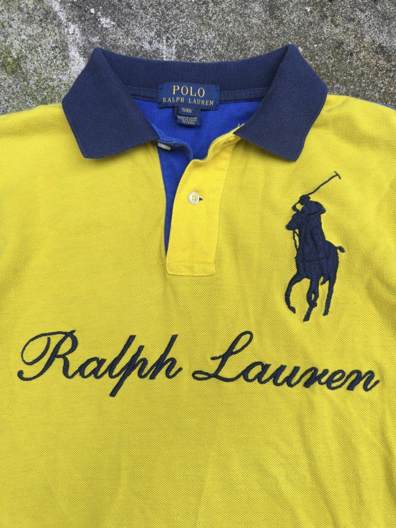 POLO RALPH LAUREN (Category: Tshirts & Polo Shirts ) located in Davao. Submitted by kelsocool (Listing ID 1468800300, Image 2). Description: Polo Ralph Lauren Colorblock Script Polo Shirt Size: S Dimes (inch): 21 (F) / 22.5 (B) - length 17.5 - width 8 - sleeve color rate: 9/10 good condition issue - none Description: Eye-catching Polo Ralph Lauren colorblock polo in yellow, navy, and green, featuring embroidered Big Pony and vintage script front 