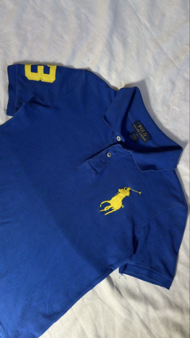 POLO RALPH LAUREN (Category: Tshirts & Polo Shirts ) located in Davao. Submitted by kelsocool (Listing ID 1468801349, Image 2). Description: Polo Ralph Lauren Royal Blue Big Pony Polo Shirt Size: S Dimes (inch): 20.5 (F) / 21.5 (B) - length 17 - width 7.5 - sleeve color rate: 9/10 good condition issue - none Description: Vibrant royal blue Polo Ralph Lauren polo shirt featuring contrasting bright yellow Big Pony embroidery and sleeve ‘3’ patch..