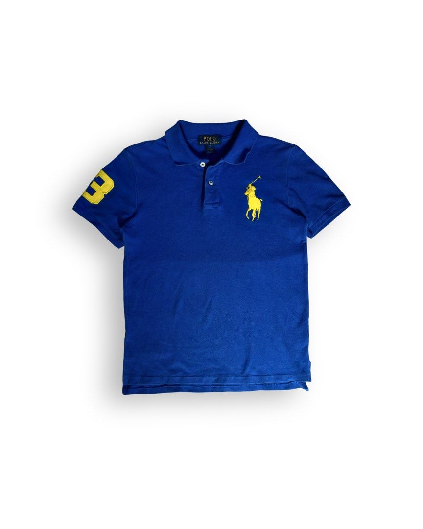 POLO RALPH LAUREN (Category: Tshirts & Polo Shirts ) located in Davao. Submitted by kelsocool (Listing ID 1468801349, Image 1). Description: Polo Ralph Lauren Royal Blue Big Pony Polo Shirt Size: S Dimes (inch): 20.5 (F) / 21.5 (B) - length 17 - width 7.5 - sleeve color rate: 9/10 good condition issue - none Description: Vibrant royal blue Polo Ralph Lauren polo shirt featuring contrasting bright yellow Big Pony embroidery and sleeve ‘3’ patch..