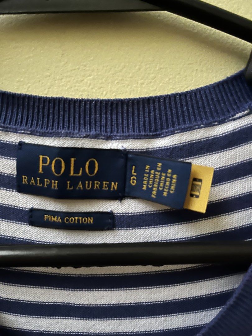 Polo Ralph Lauren Striped Sweater (Category: Blouses) located in Quezon City. Submitted by tintin_reyes (Listing ID 1468915113, Image 2). Description: Polo Ralph Lauren Striped Sweater Short Sleeves Fine Knit Fabric Large Navy Blue / White QR Code working please see authentication screenshot Used once - almost new condition RFS: Seldom use / declutterint.