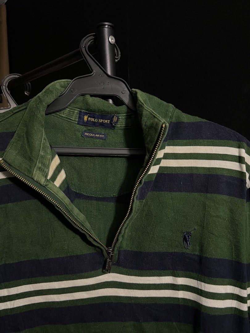 Polo sport striped quarter zip pullover sweatshirt (Category: Hoodies) located in Manila. Submitted by tripnimichael (Listing ID 1468830438, Image 2). Description: 21x28 color-9.5/10 condition-9.5/10 No issue/ Hidden issue.