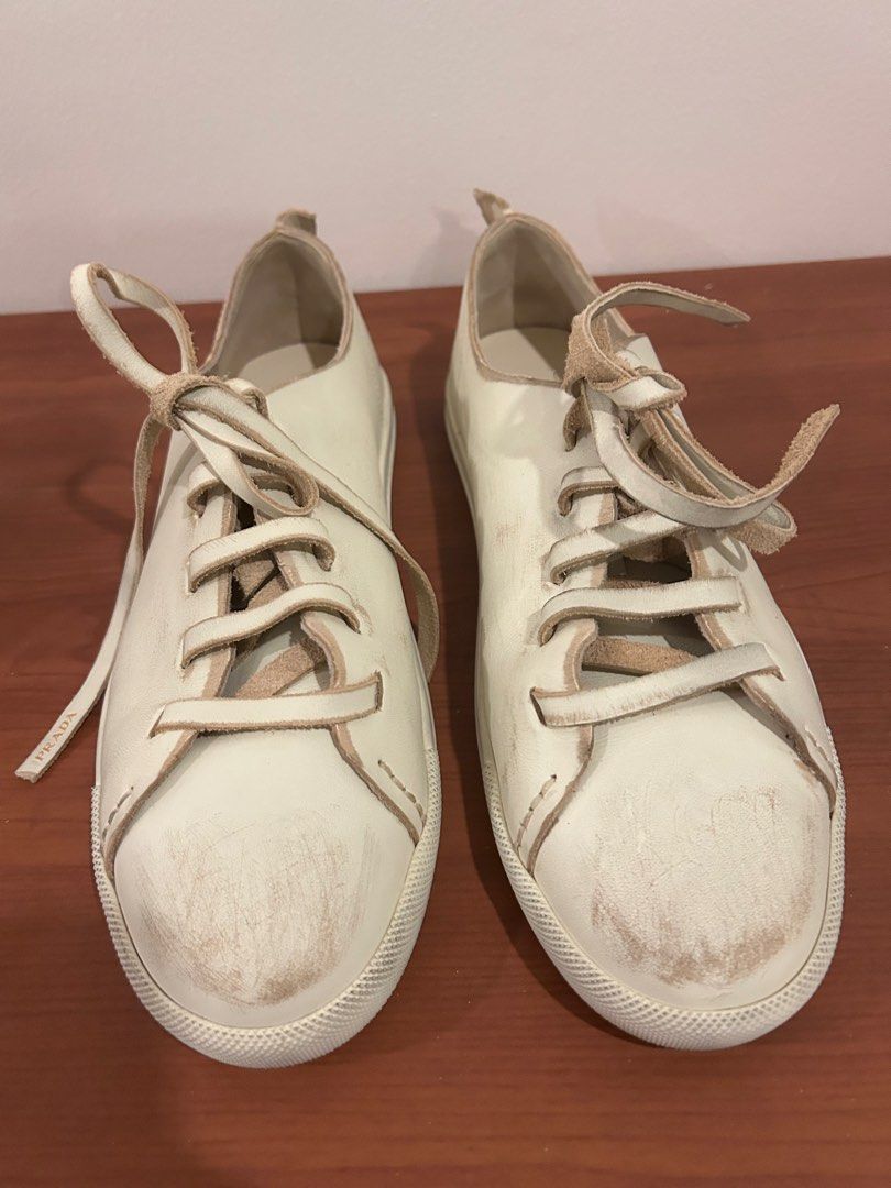 Prada Distressed Low Top Sneakers US 9 (Category: Sneakers & Footwear) located in Quezon City. Submitted by lastpricelisted (Listing ID 1468831099, Image 3). Description: US 9/ EUR 40 Used once excellent condition Practically brand new No signs of usage No inclusions SRP: 75K +.