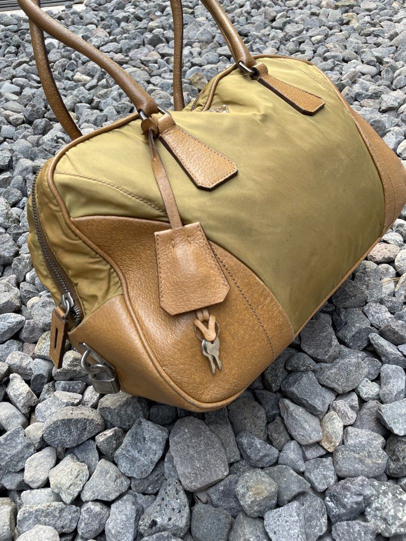 PRADA Handbag Cadena Key Camel Solid Nylon Leather Italy (Category: Luxury Bags & Wallets) located in Davao. Submitted by lwky_thrift (Listing ID 1468817188, Image 3). Description: PRADA Handbag Cadena Key Camel Solid Nylon Leather Italy Authentic Rank AB Good Condition .