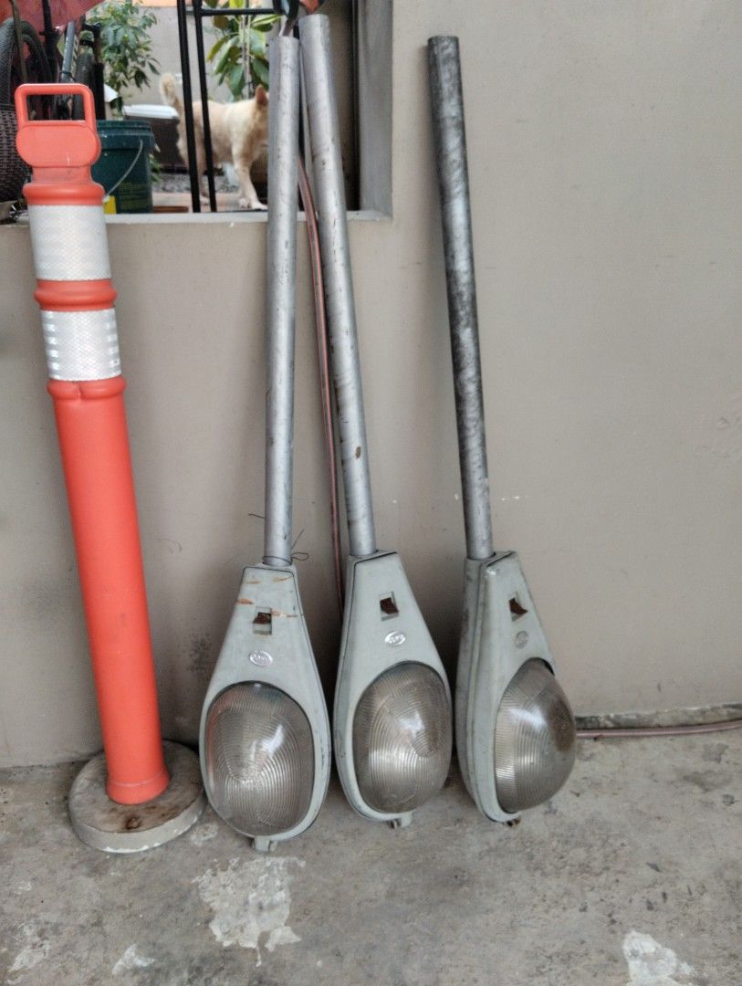 Preloved 3 set Heavy Duty Outdoor Lamp Post with bracket Set (Category: Lighting) located in Antipolo. Submitted by PickClickShip (Listing ID 1468878000, Image 1). Description: Preloved Heavy Duty Outdoor Post light with bracket Set - Heavy Duty Post Light - includes thick brackets - length of post light- 5 ft more or less - bracket almost same length with post light - can change the bulb according to wattage needed - Need refurbish on some small