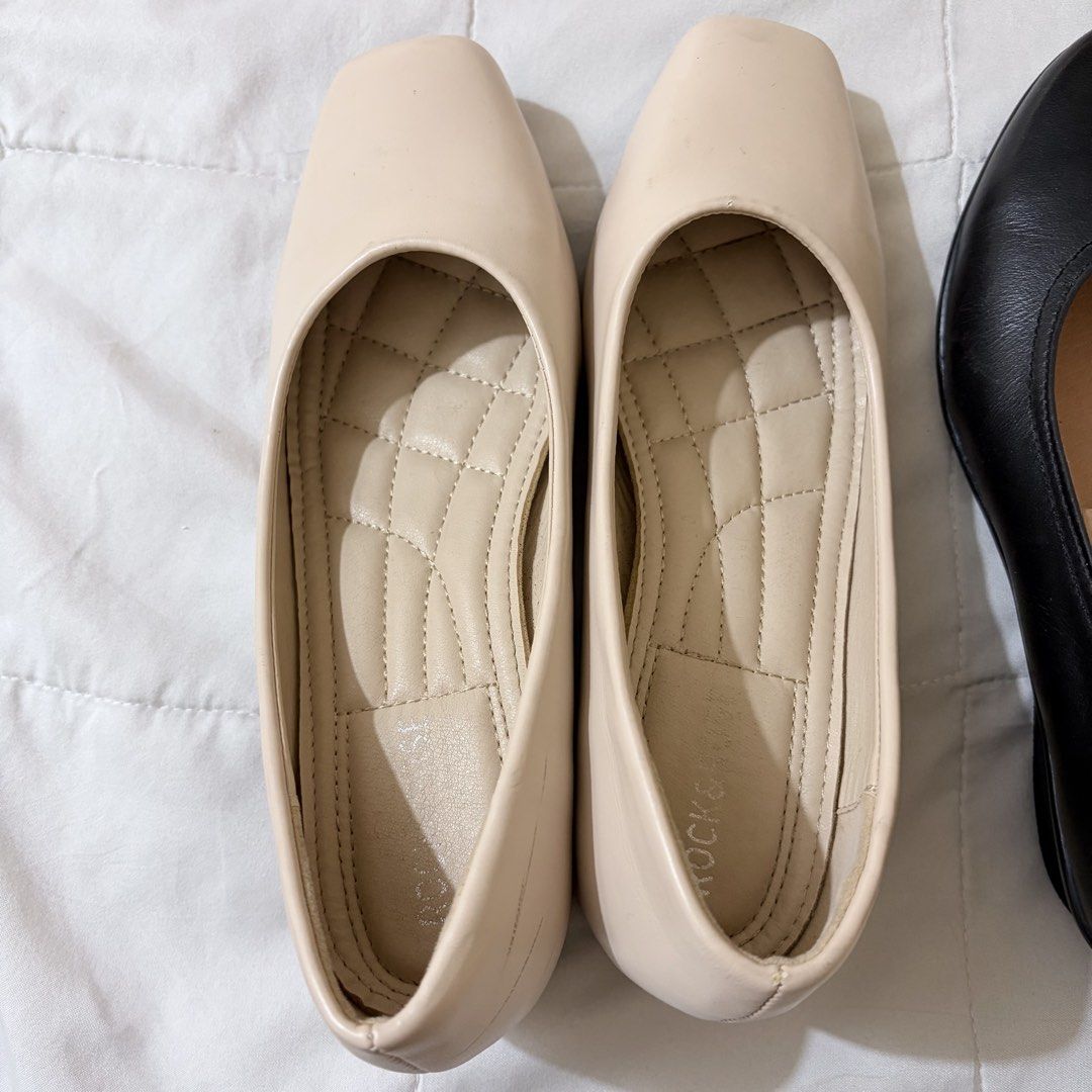 Pre-Loved Women’s Shoes (Category: Flats & Sandals) located in Quezon City. Submitted by stardewwitcher (Listing ID 1468719920, Image 3). Description: Decluttering! Selling my pre-loved shoes at affordable prices. 1. Nude/Beige Heels – ₱200 Size 37 • Elegant nude/beige color • Square-toe design • Pre-loved with visible signs of use 2. Rusty Lopez Black Genuine Leather Shoes – sold Size 36 • Classic black design • Pre-loved with visible creasing a