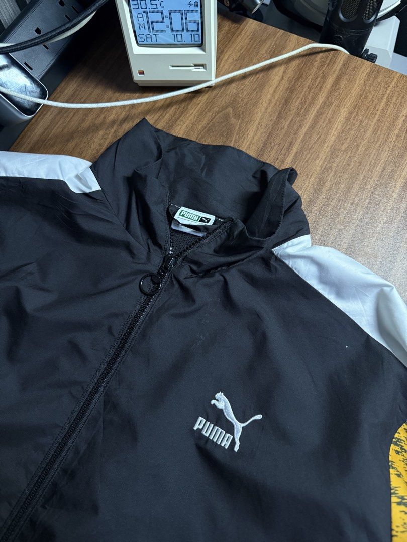 Puma Black Yellow White Track Jacket Windbreaker (Category: Coats, Jackets and Outerwear) located in San Rafael. Submitted by jeremybelza (Listing ID 1468927284, Image 2). Description: Puma track jacket Large | L28 W24 Excellent Condition No flaws 550 .