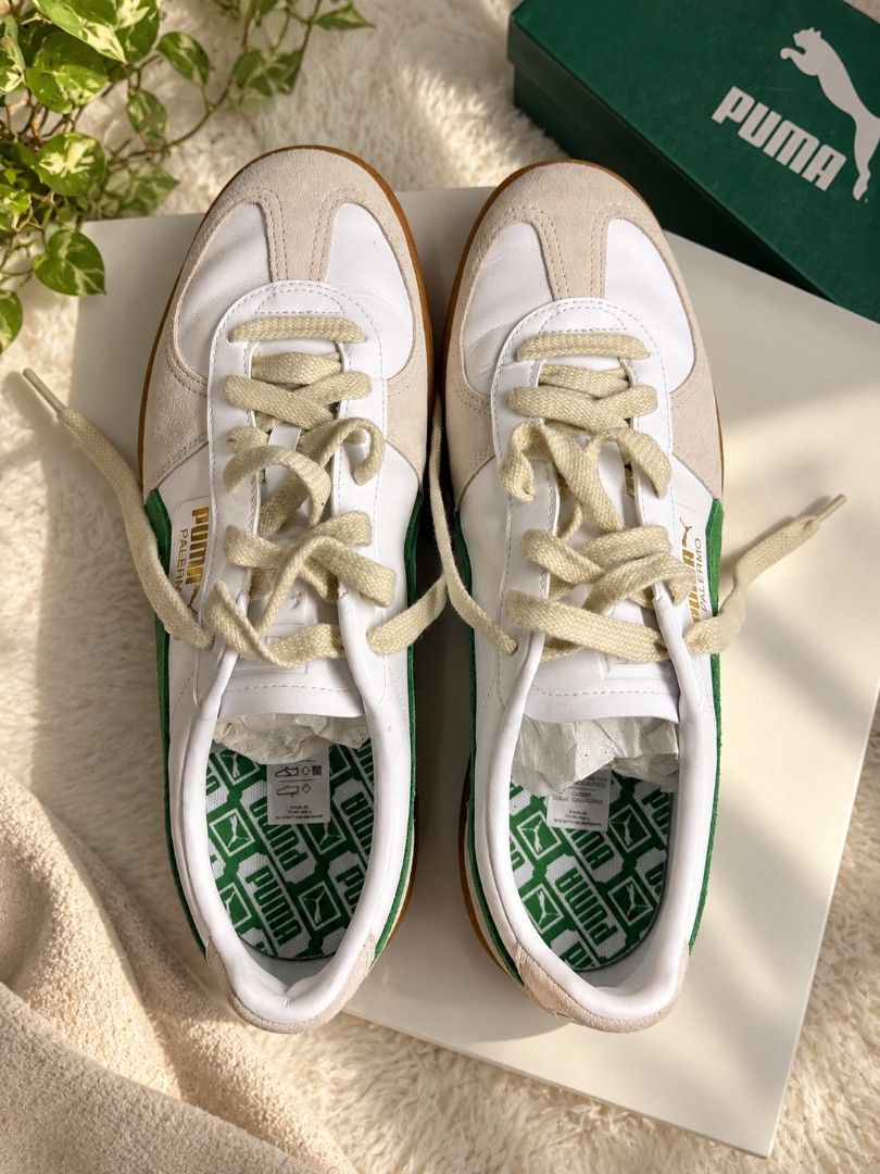PUMA Palermo LTH Sneakers (Category: Casual Shoes) located in Malabon City. Submitted by joeberg (Listing ID 1468841019, Image 1). Description: FOR SALE: PUMA Palermo LTH Sneakers Original - Brand: PUMA - Model: Palermo LTH - Color: White / Vapor Gray / Archive Green - Size: UK 10 | US 11 | EU 44.5 | 29 cm - Condition: Pre-loved - Style: Classic low-top sneakers with suede details and gum sole - With Original Box Selling Price: ₱2,500 negotiable 