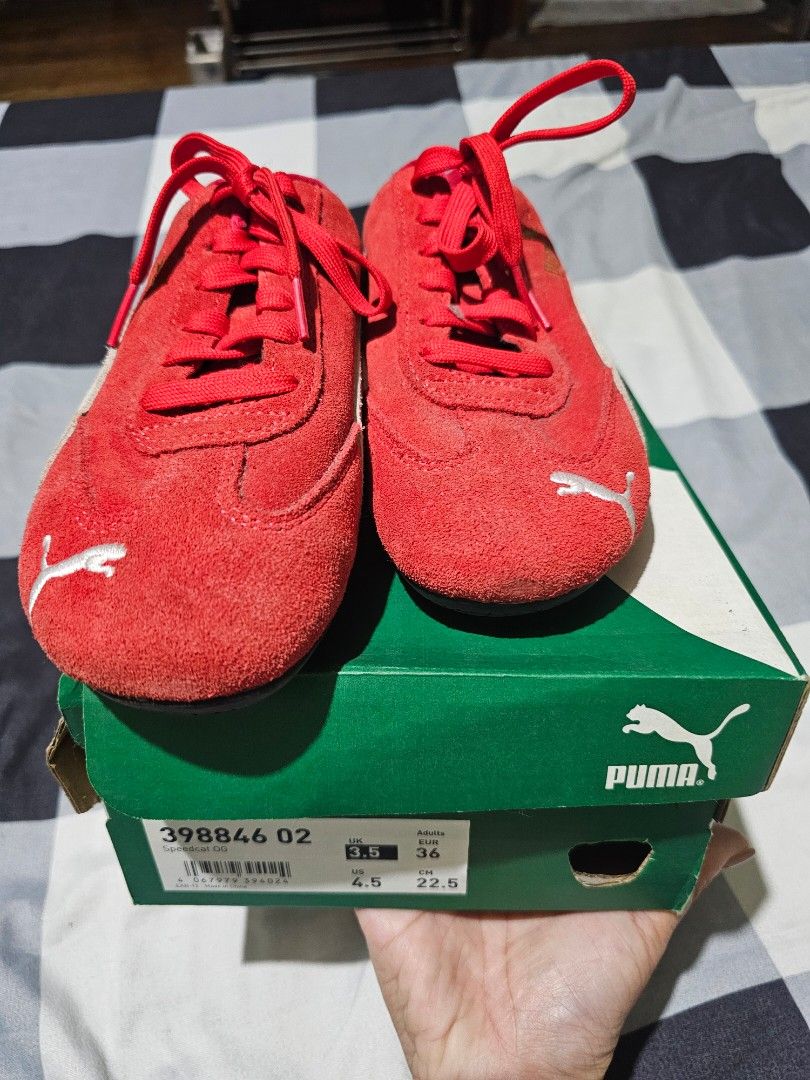 Puma Speedcat Sneakers In Red (Category: Sneakers) located in Manila. Submitted by onlinesmartshopping12 (Listing ID 1468818344, Image 1). Description: no issue mall bought with box lost receipt.
