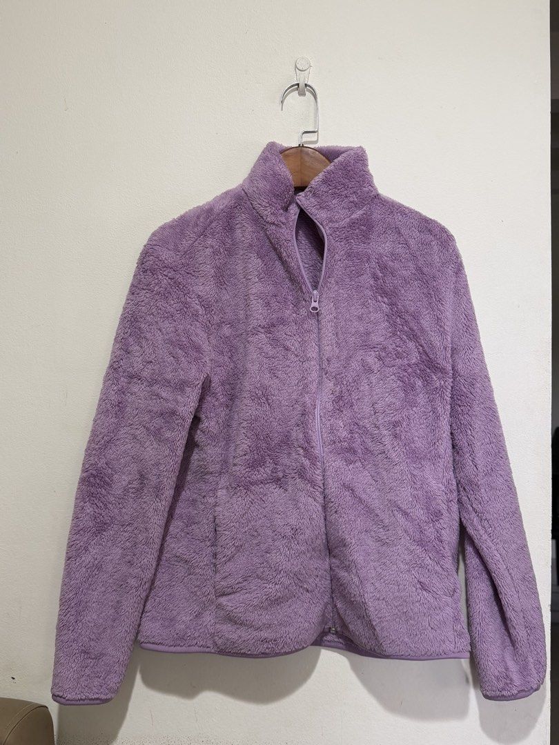 Purple fluffy fleece jacket full zip (Category: Coats, Jackets and Outerwear) located in Baguio. Submitted by thelittolwardrobe (Listing ID 1468757645, Image 1). Description: S-M.