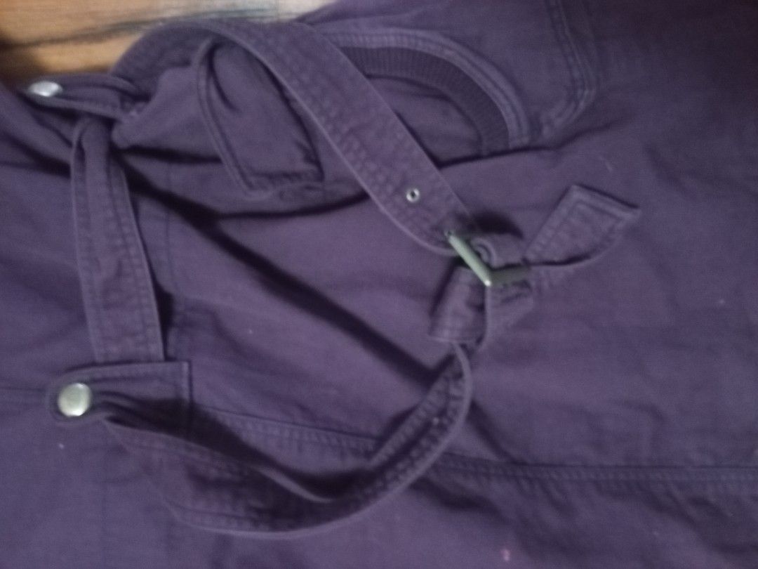 Purple Hooded Coat with Belt (Category: Coats, Jackets and Outerwear) located in Manila. Submitted by enzaymada_ (Listing ID 1468885368, Image 2). Description: parka jacket with a faux-fur lined hood 17x31 WxL 10/10 condition payment:gcash lalamove or J&T.