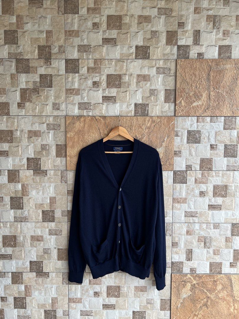 RALPH LAUREN - MERINO WOOL CARDIGAN (Category: Coats, Jackets and Outerwear) located in Bacolod City. Submitted by timelessbyjosh (Listing ID 1468826721, Image 1). Description: BEST FOR CASUAL & COZY OUTFITS SIZE : XXL ACTUAL COLOR : NAVY BLUE COLOR RATE : 10 OUT OF 10 CONDITION : NEAR NEW MATERIAL : 100 % MERINO WOOL MADE IN : CHINA FLAWS : NONE DIMENSIONS LENGTH - 28. 5 WIDTH ( ARMPIT TO ARMPIT ) - 25 SHOULDER TO SHOULDER - 21 SLEEVE LENGTH ( A