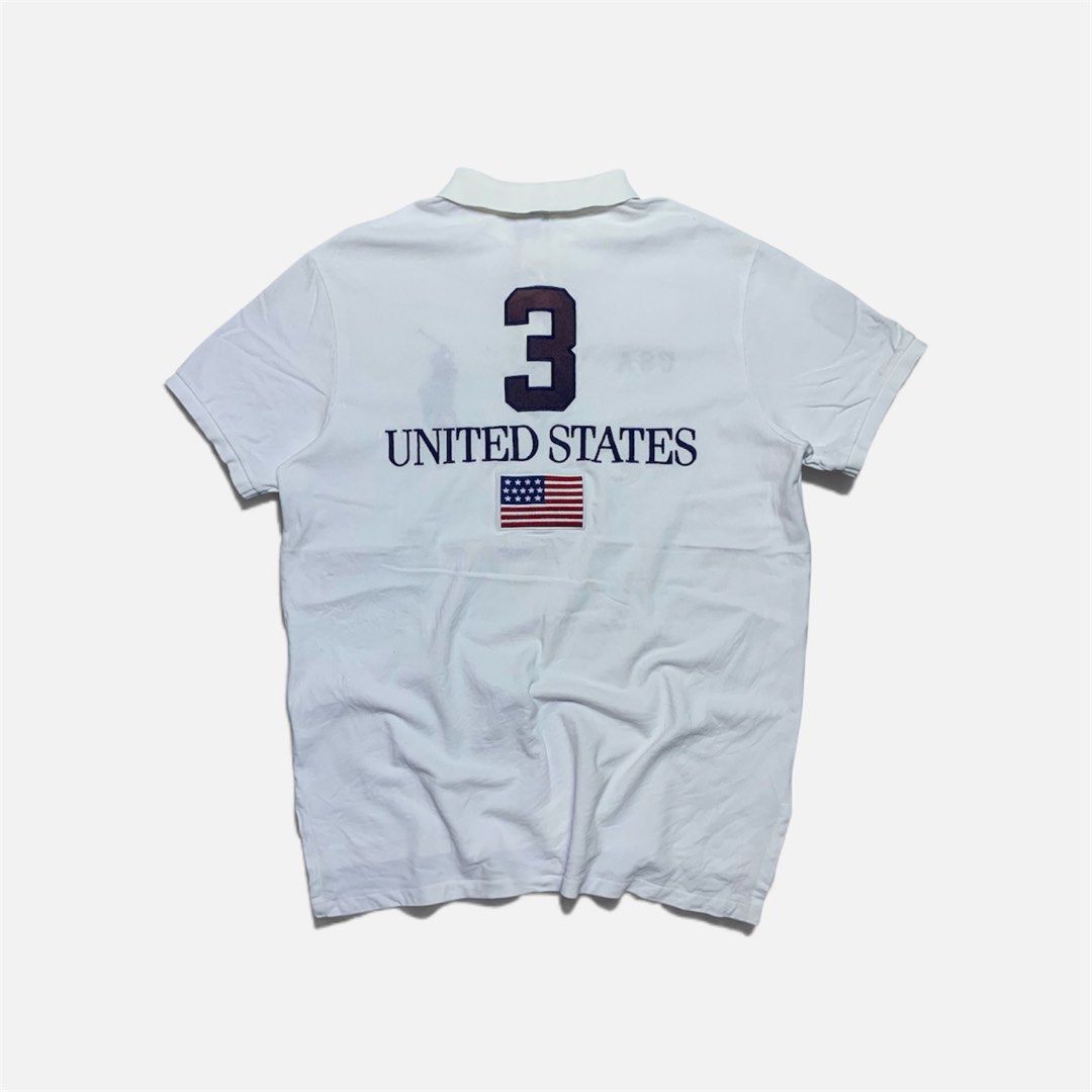 RALPH LAUREN USA POLO (Category: Tshirts & Polo Shirts ) located in Cabanatuan. Submitted by _w2keed (Listing ID 1468824058, Image 2). Description: Size: XL (W23' x L30'-31') Condition: 9/10 Color rate: 9.5/10 Issue/s: light yellow stain, fade on #3, 1 pinhole.