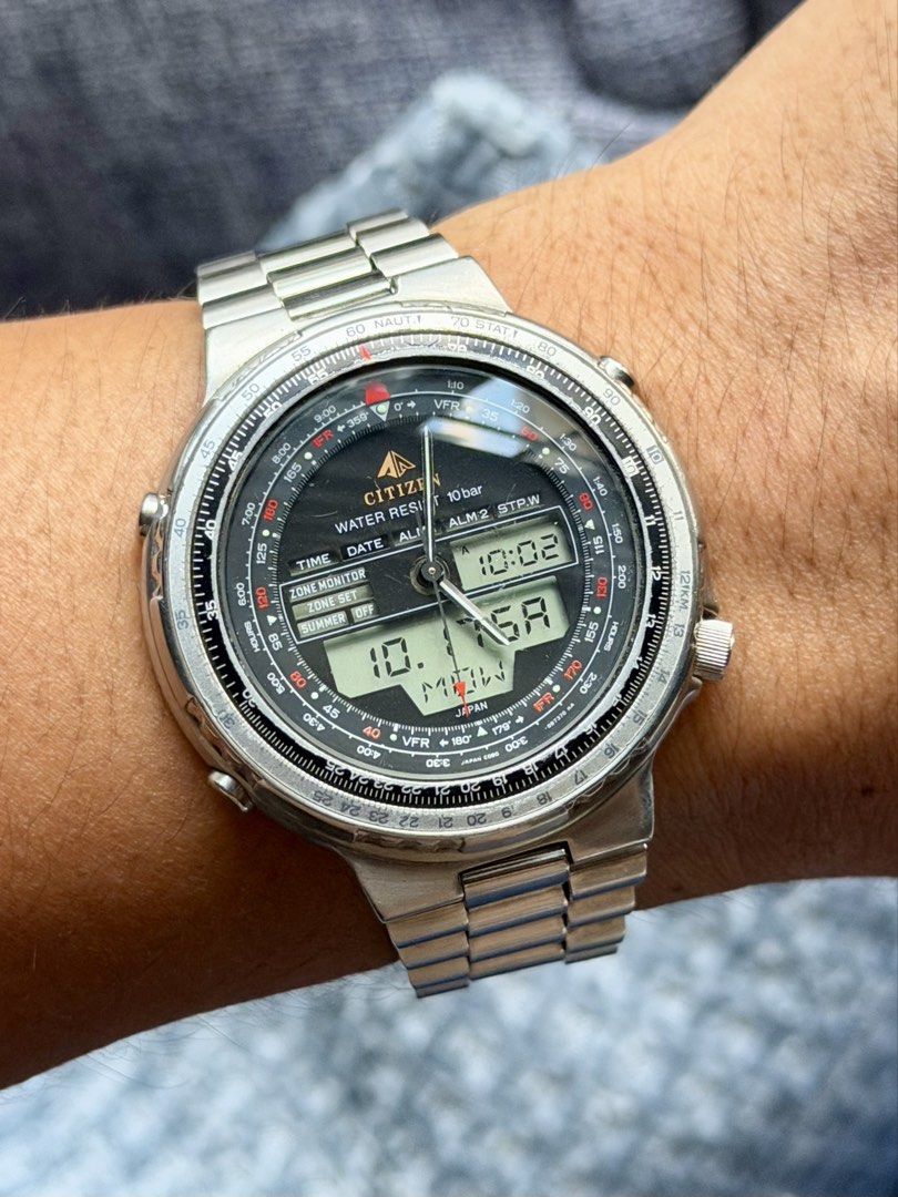 Rare Citizen Pilot Wingman (Category: Men's Watches) located in Bacoor. Submitted by cjton (Listing ID 1468763472, Image 2). Description: Extremely rare Citizen C080 Wingman pilot watch 41mm case long bracelet all functions working as they should new battery unit only Bacoor location.