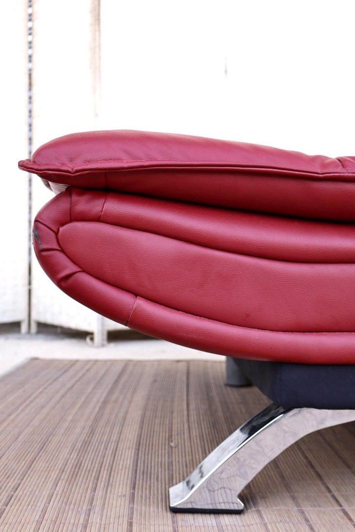Red Leather Convertible Sofa Bed Futon (Category: Sofas) located in Manila. Submitted by justinlei.103 (Listing ID 1468845296, Image 2). Description: JAPAN SURPLUS FURNITURE “NITORI” 3 WAY STYLE LEATHER SOFA BED Size 75L x 48.5W x 15H”(BED) 66L x 48.5W x 32H”( RECLINED) 75L x 48.5W 15SH x 32H” (SOFA) (AS-IS ITEM) *Minimal Scratch Only IN GOOD CONDITION.