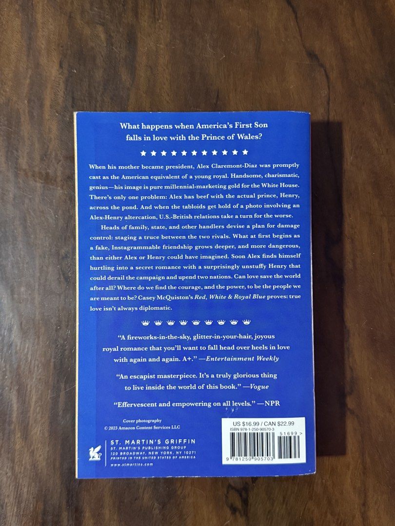 Red, White & Royal Blue by Casey McQuiston Paperback (Category: Storybooks) located in Davao. Submitted by 6ladiolus (Listing ID 1468736884, Image 2). Description: in great preloved condition with minimal marks, dents, scatches. well taken care off. stored on a shelf near a window rfs: decluttering can meet around addu roxas or via grab maxim at the expense of the buyer.