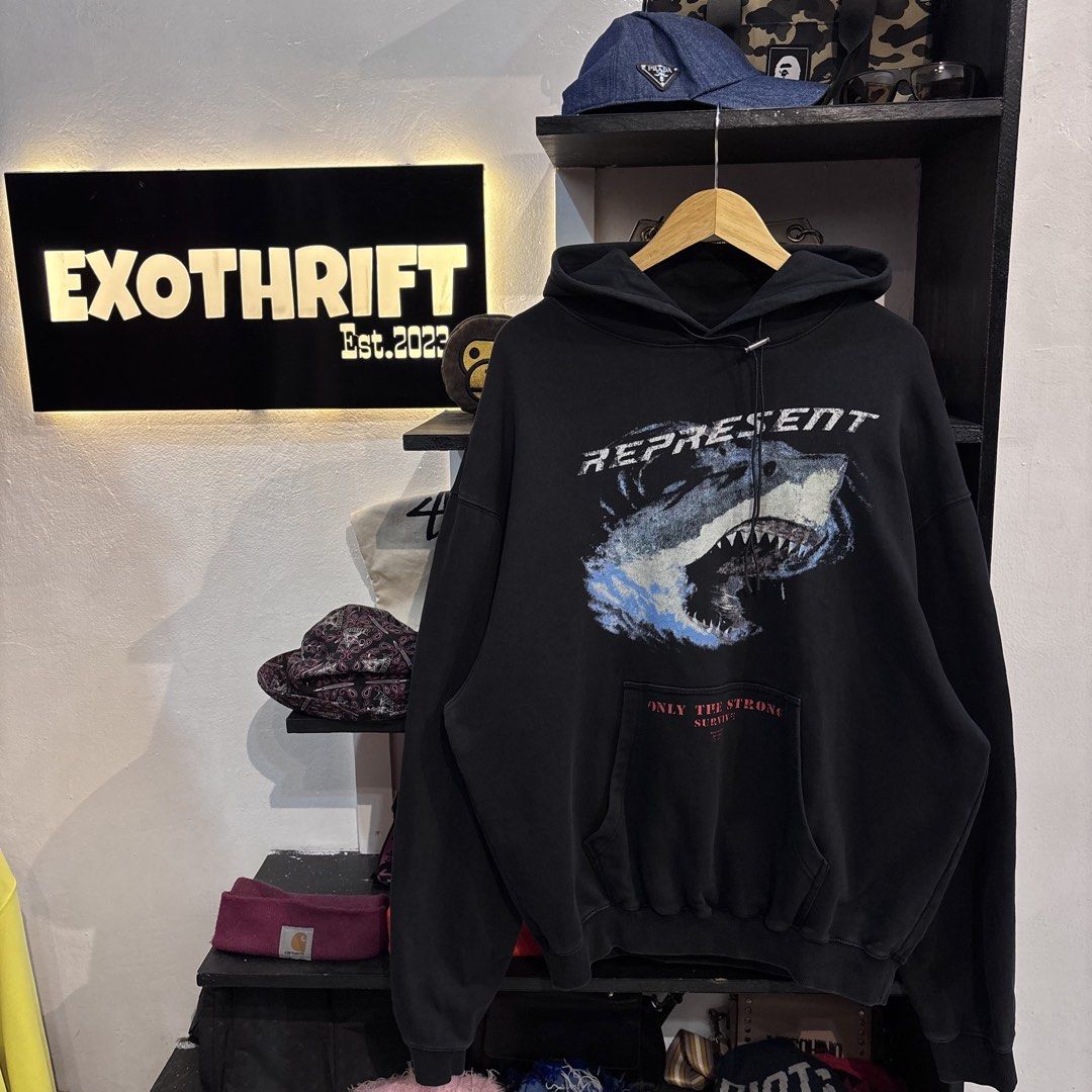 Represent Shark (Category: Activewear) located in Rizal. Submitted by doyskie.star (Listing ID 1468736871, Image 1). Description: REPRESENT SHARK HOODIE 27 x 29 COMPLETE TAGS GOOD CONDITION .