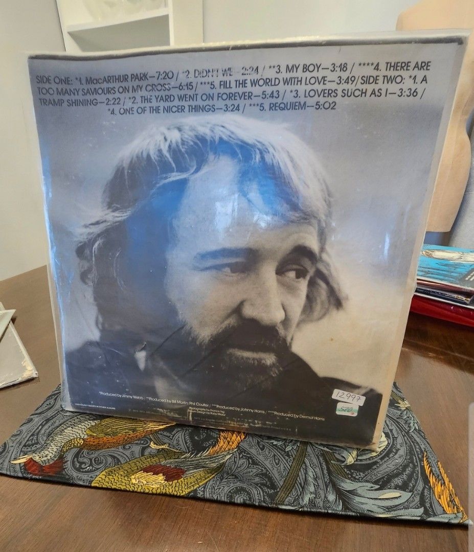 Richard Harris His Greatest Performances Vinyl LP Record (Category: Vinyls) located in Manila. Submitted by cosmicshark-cd31f1 (Listing ID 1468774971, Image 2). Description: - Artist & Title: Richard Harris Compilation LP - Label: Dunhill Records - Key Tracks: MacArthur Park, Didn't We, My Boy - Condition: Sleeve inside protective plastic outer cover with clear back tracklist - Genre: Classic 1970s traditional pop and spoken word.
