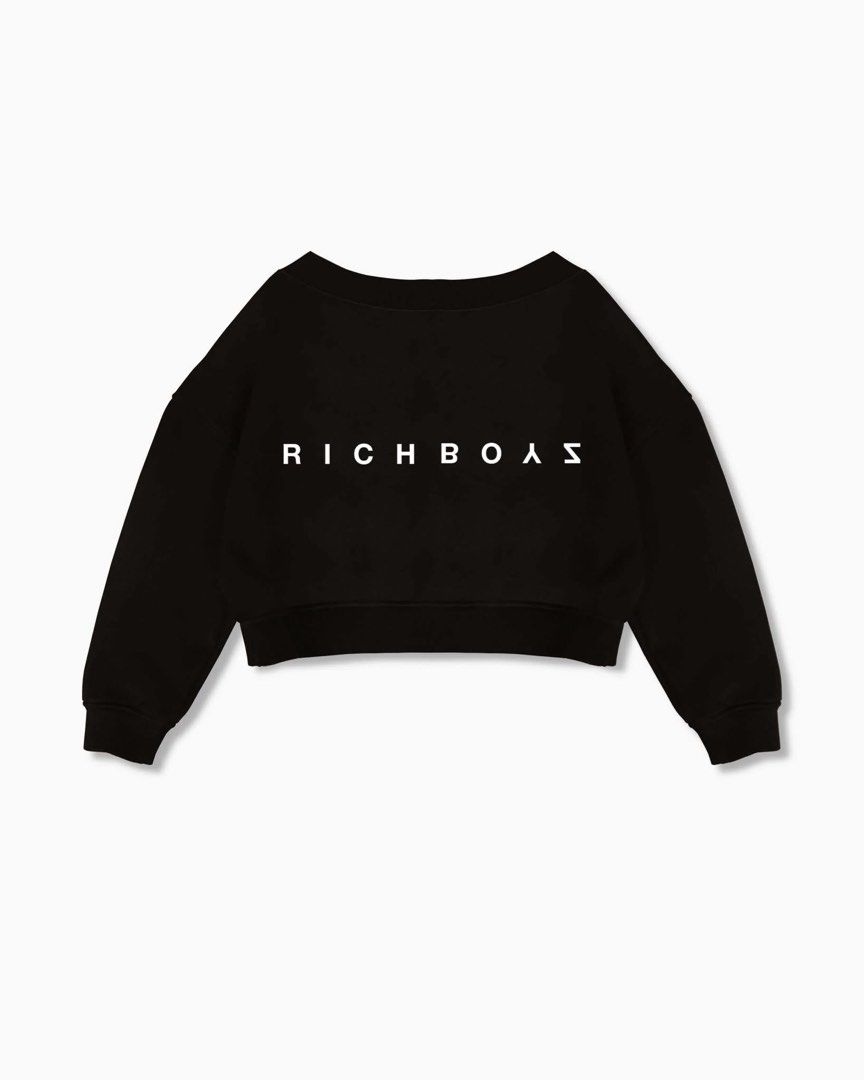 Richboyz Off Shoulder Sweatshirt (Category: Longsleeves) located in Makati City. Submitted by andrae.thomas (Listing ID 1468884424, Image 2). Description: - Brand/Style: Richboyz black crop sweatshirt - Material: Cotton blend with cozy fleece lining Size: L Location: Makati Meet up: Taft, DLSU, CSB Shipping: Lalamove.