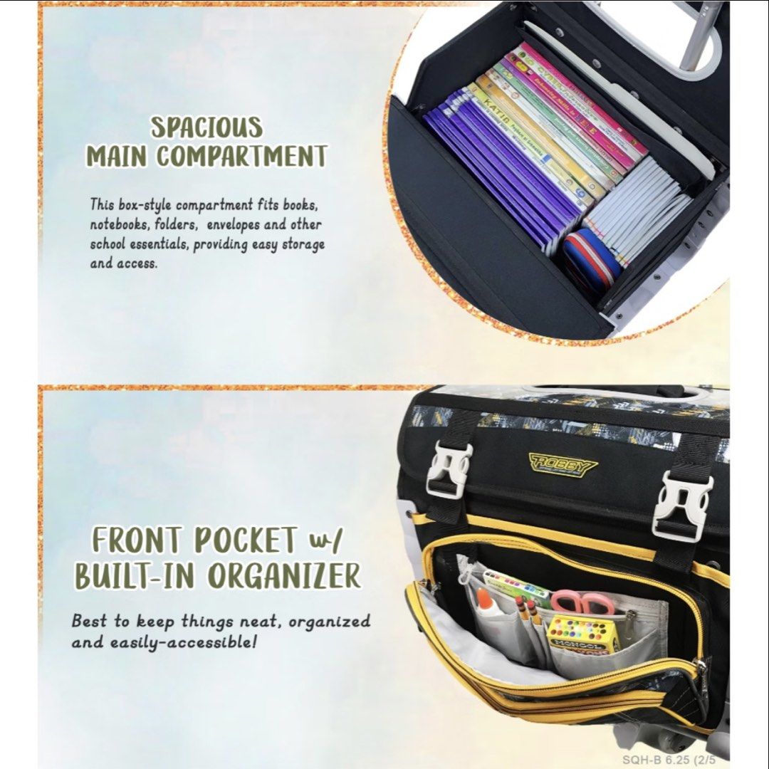 Robby Rabbit Slate Gear House-Type Trolley Bag (Category: Strollers) located in Cebu City. Submitted by yuunieli (Listing ID 1468930108, Image 3). Description: Robby Rabbit Slate Gear House-Type Trolley Bag Size: 36 L × 23 W X 35 H cm Capacity: 29 L Weight: 4.66 kg Durable Fabric with water repellent coatings Smart Switching Wheels at the back that provides neavy- load support when pulled at any angle and direction 360 Degree Rotating Wheels with