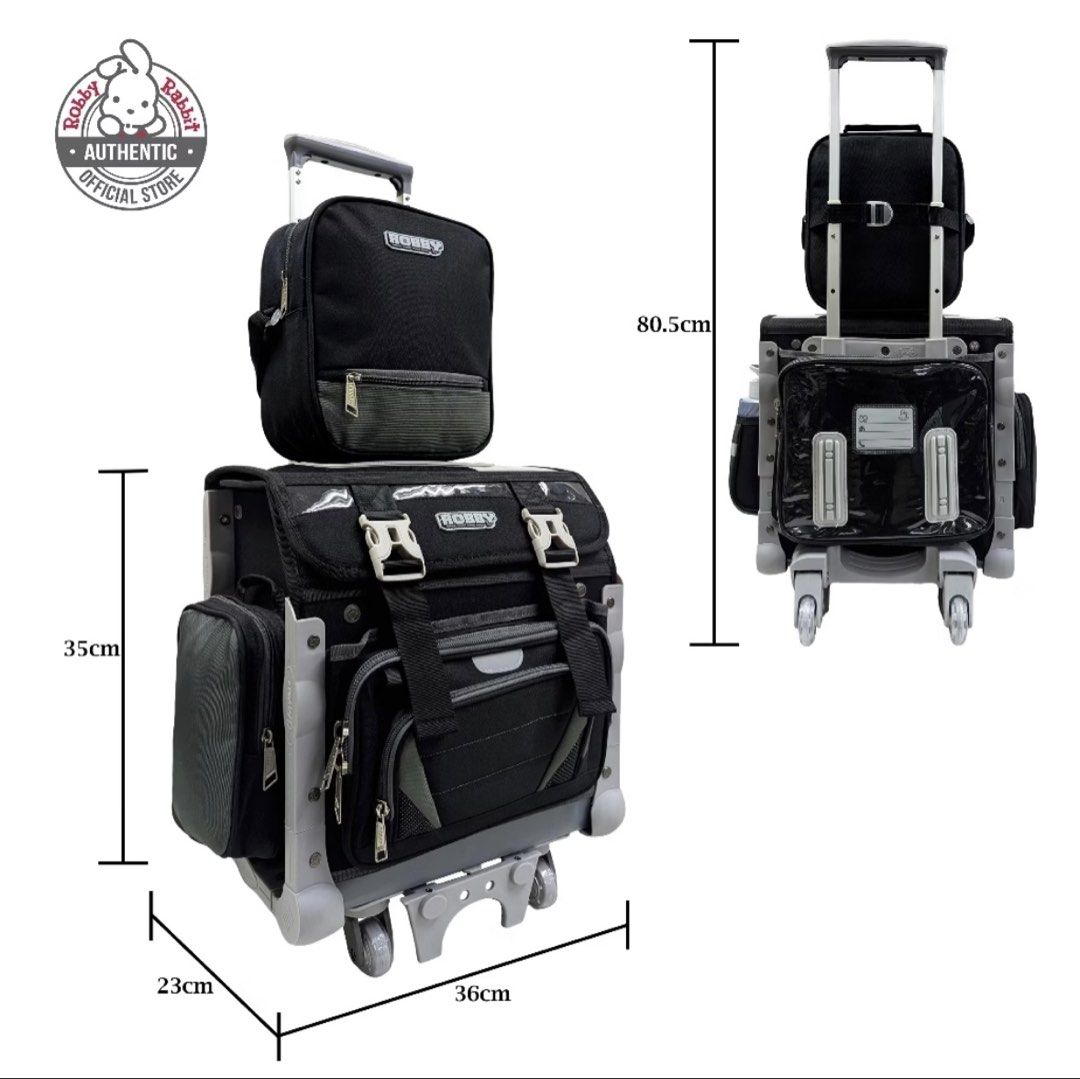 Robby Rabbit Slate Gear House-Type Trolley Bag (Category: Strollers) located in Cebu City. Submitted by yuunieli (Listing ID 1468930108, Image 2). Description: Robby Rabbit Slate Gear House-Type Trolley Bag Size: 36 L × 23 W X 35 H cm Capacity: 29 L Weight: 4.66 kg Durable Fabric with water repellent coatings Smart Switching Wheels at the back that provides neavy- load support when pulled at any angle and direction 360 Degree Rotating Wheels with