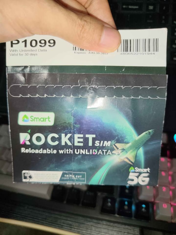 Rocket Sim with Unlidata for 30days (Category: Sim Cards) located in Rizal. Submitted by akosilerome (Listing ID 1468716561, Image 3). Description: Rocket Sim Unlidata for 30days 🛜 Unlidata ✅ Fast and Stable ✅ (depend on location) pag malakas smart sa area mo solid to ✅ Compatible with: openline modem 💯✅ pldt 5g modem 💯✅ price: 1599 💲🏷️ pwede jnt sa malayo sa'kin na shipping pero payment 1st mga sir 👌 loc: Angono, Rizal Pickup/Lalamove/Jnt 