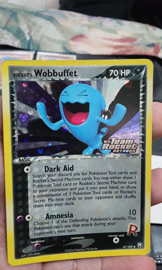 Pokemon TCG - Rocket's Wobbuffet EX TRR FOIL LP (Category: Raw Singles) located in Quezon City. Submitted by nhingking (Listing ID 1468877169, Image 1). Description: FS Rocket's Wobbuffet EX TRR FOIL LP 5k MOP: Gcash / Bank Transfer Lalamove or Pickup Welcome Rotonda / Quezon City PM for close up pics.