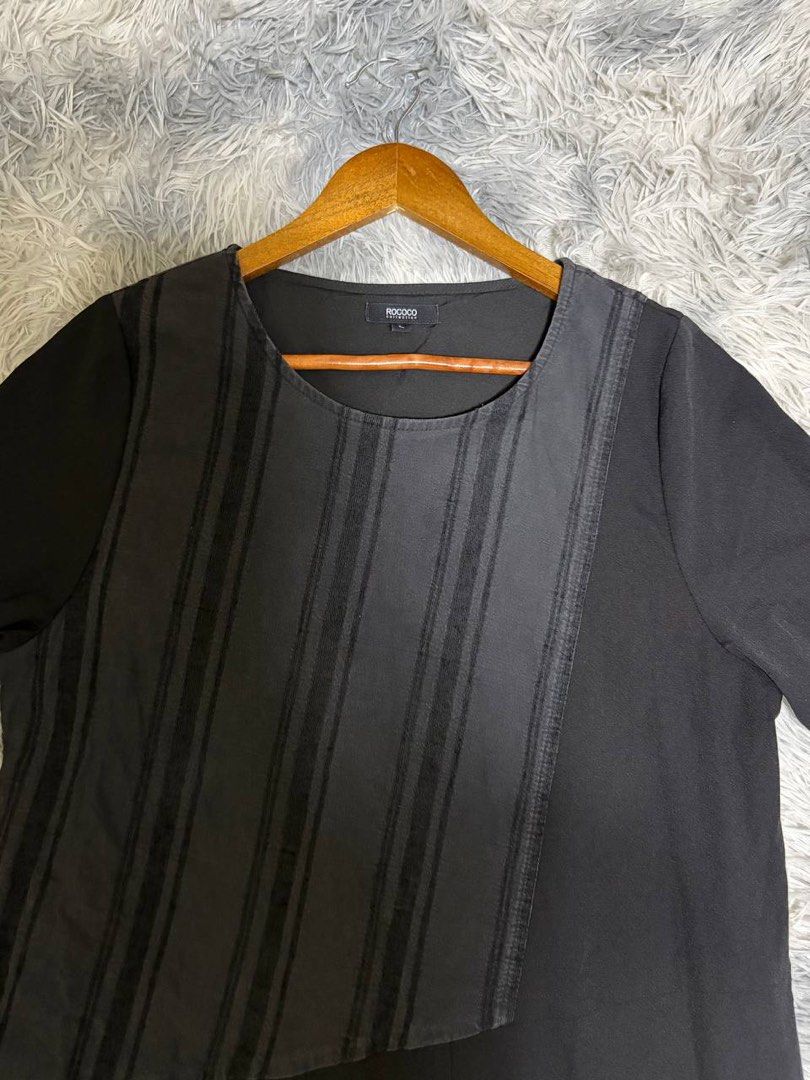 Rococo Asymmetrical Diagonal Striped Panel Japandi Dress (Category: Dresses) located in Batangas. Submitted by buy3get1freerandom (Listing ID 1468877898, Image 3). Description: Product ID: 904255 Size on tag: Large Shell: 100% cotton Trim: 87% Nylon, 13% spandex Lining: 93% polyester, 7% spandex Bust: 42” Waist : 40” via tape measure Length: 48” via tape measure Condition: 9/10 Flaw/s: None ✅ Innerlining 📌 FIRST TO PAY BASIS 📌 Please manage you