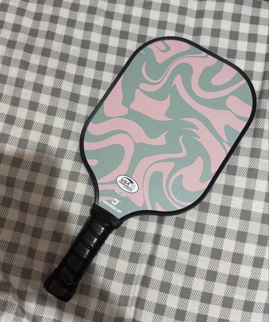 RUSH! Pickleball Paddle (Category: Racket and Ball Sports) located in Manila. Submitted by mica_03 (Listing ID 1468835166, Image 2). Description: - Certification: Official USA Pickleball approved stamp - Dimensions: 400mm length, 200mm width, 13.5mm thickness - Weight: Approx. 220g for a lightweight yet powerful feel Pm for details.