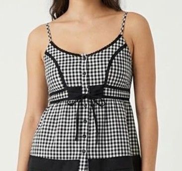 (S) Gingham Linen Baby Doll Top (Category: Sleeveless) located in Quezon City. Submitted by ginghamgirlie (Listing ID 1468729155, Image 1). Description: SIZE ON TAG: none BEST FITS: S MEASUREMENTS chest: 36 inches length: 27.5 inches 📌 PLEASE NOTE • Sizing is based on the actual measurements of the garment, not the tagged size. • Pre-owned pieces may differ from the tagged size due to stretching, shrinkage, wear, alterations, or labeling inconsi