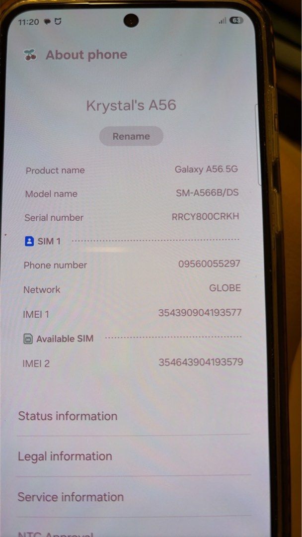 Samsung A56 5g (Category: Samsung) located in Tacloban City. Submitted by mysticbear.2190f (Listing ID 1468796817, Image 3). Description: No problems with the unit Check all you want Price is negotiable Rfs: I was gifted an iphone 17 so I wanted to sell this to buy an ipad .