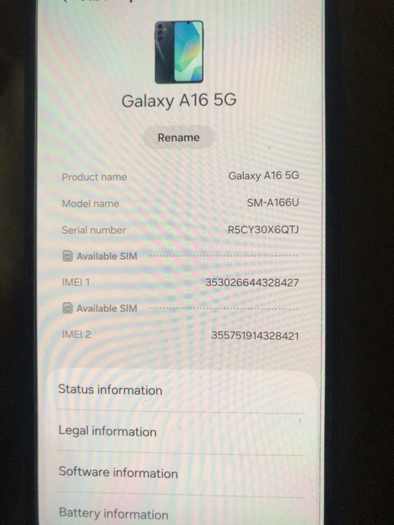 Samsung Galaxy A16 wifi used only (Category: Samsung) located in Muntinlupa City. Submitted by ybmcloset2230 (Listing ID 1468773810, Image 3). Description: Samsung Galaxy A16 wifi used only US locked.