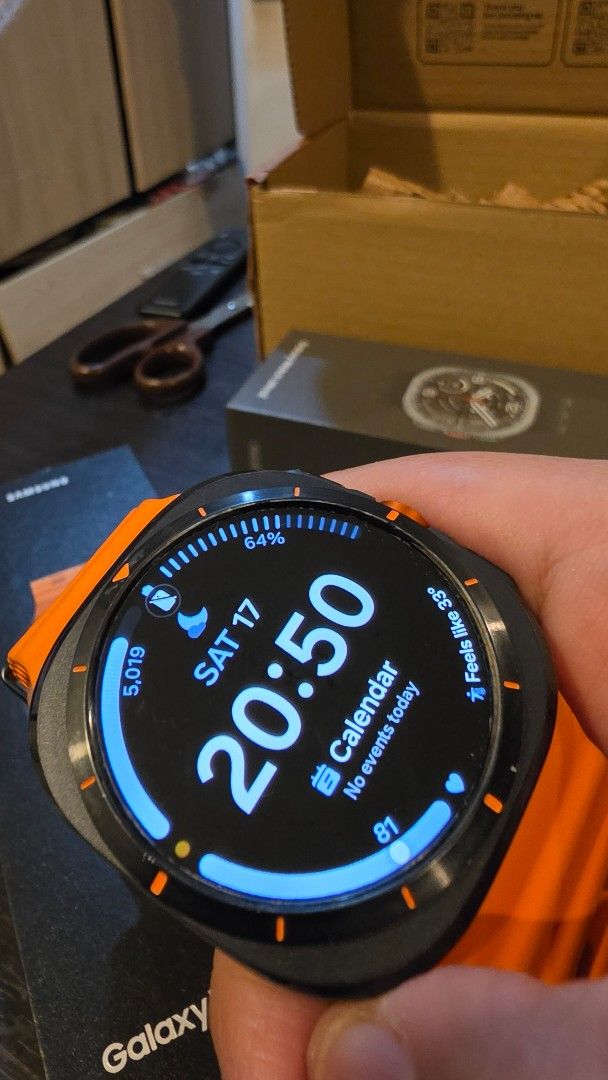 Samsung Watch Ultra 1 (Category: Wearables & Smart Watches) located in Quezon City. Submitted by cjaguilar011724 (Listing ID 1468869954, Image 2). Description: Samsung Watch Ultra 1 with box and charger with minimal scratches, but no issue on functionality RFS: upgrade.