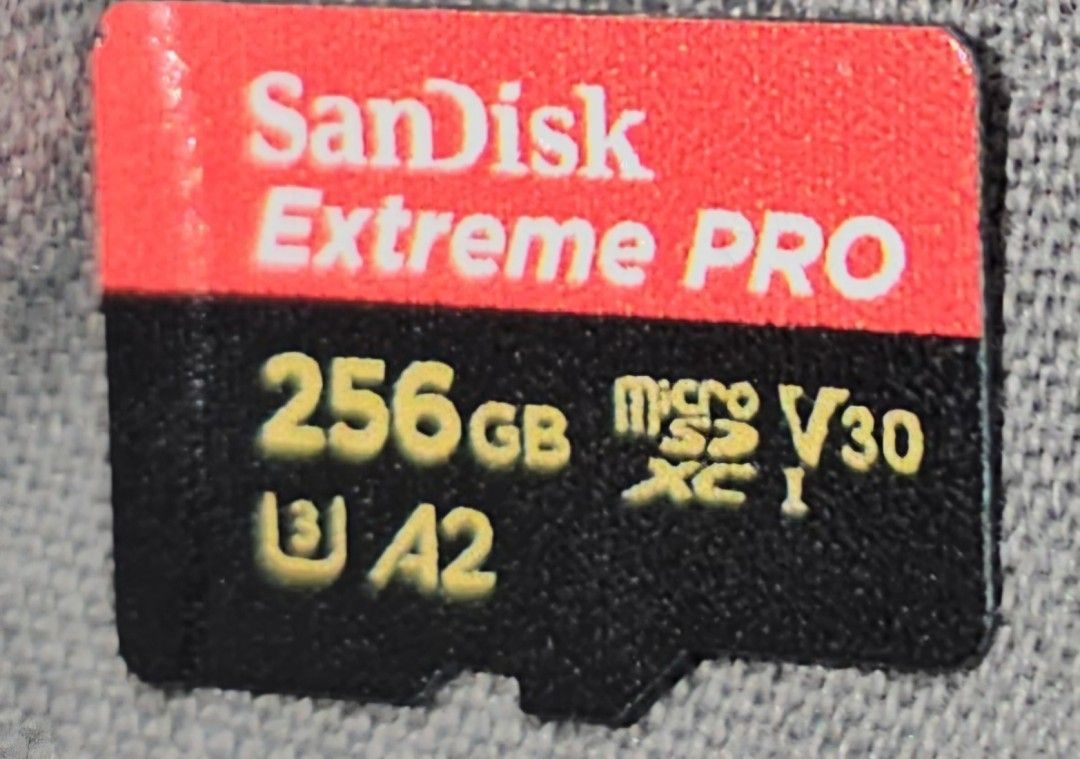 SanDisk Extreme Pro 256 GB (Category: Memory & SD Cards) located in Manila. Submitted by bleeeep01 (Listing ID 1468898522, Image 2). Description: ​Read Speed: Up to 200 MB/s (SanDisk QuickFlow) ​Write Speed: Up to 140 MB/s ​Speed Ratings: Class 10, UHS Speed Class 3 (U3), Video Speed Class 30 (V30) ​Durability: Waterproof, shockproof, X-ray-proof, and temperature-proof.