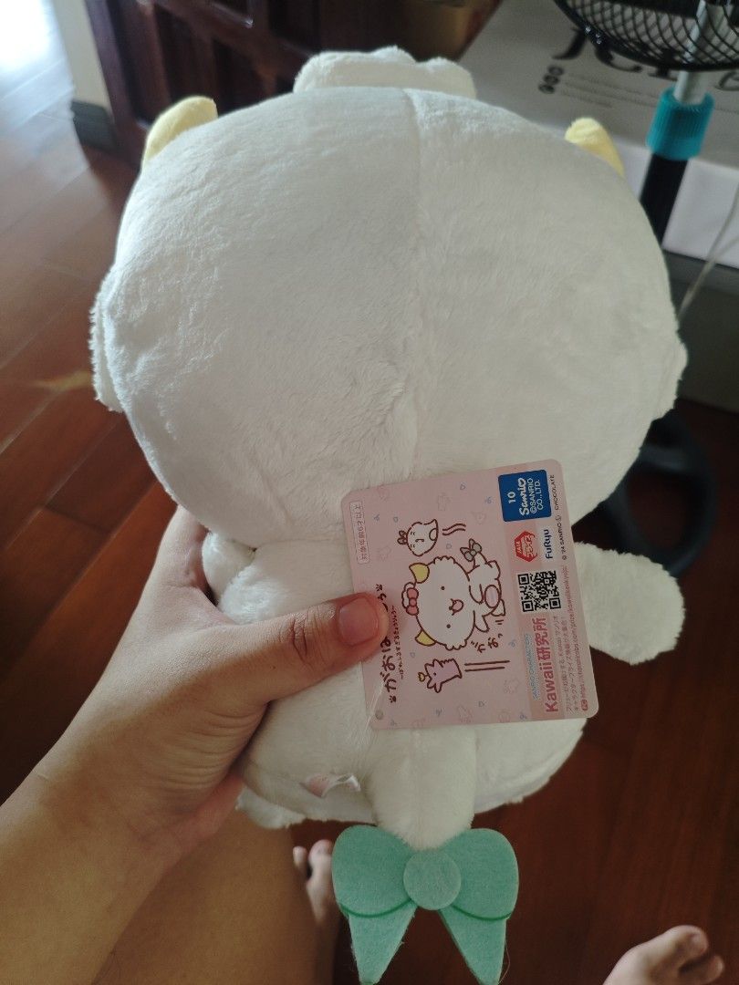 Sanrio Gaopoweroo (Category: Plushies & Soft Toys) located in San Miguel. Submitted by wallingsott (Listing ID 1468873871, Image 2). Description: - Authentic FuRyu Sanrio prize item - Features a cute white plush character with yellow horns, pink bow, and green ribbon tail - Super soft, huggable material and clean surface - Original tag still attached on the back - Perfect for Sanrio collectors and gifts.