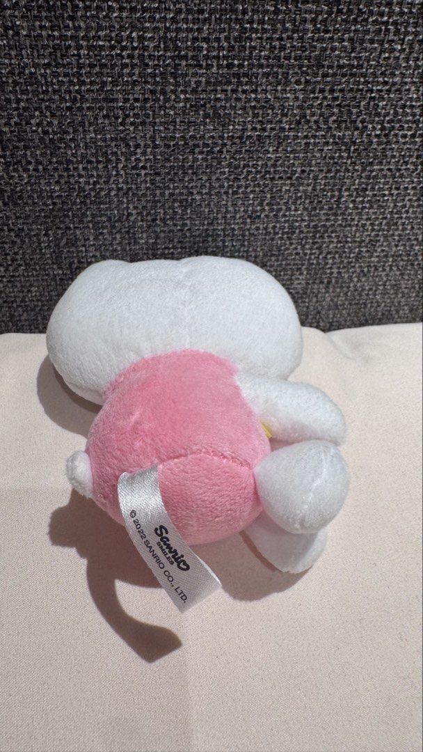 Sanrio Hello Kitty Huggable Plush Toy Pink (Category: Plushies & Soft Toys) located in Mandaluyong City. Submitted by maelovestoshop (Listing ID 1468870843, Image 2). Description: - Official 2022 Sanrio Kitty plush toy with tag - Features cute pink overalls and a matching pink bow - Made from ultra-soft fleece material - Huggable arms designed to grip onto mugs, cups, or handles - Excellent, very clean condition - Perfect collectible piece for Ki