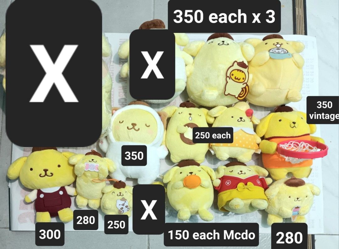 SANRIO Original plushies (Category: Plushies & Soft Toys) located in Legazpi City. Submitted by hobbeecombsshoppu (Listing ID 1468817723, Image 2). Description: pls click photo for price and details cinnamoroll kuromi pompompurin hello kitty pochaco payment Gcash shipment Jnt.