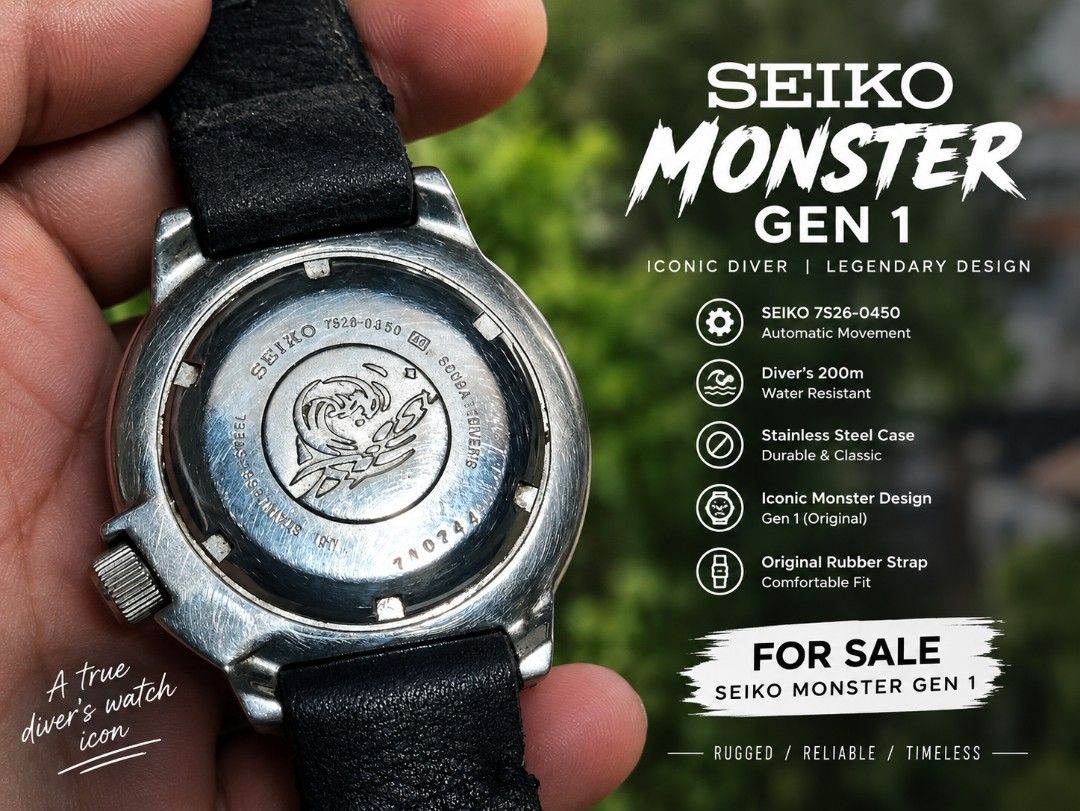 Seiko monster gen 1 (Category: Men's Watches) located in Cebu City. Submitted by vj_timepieces (Listing ID 1468857608, Image 2). Description: no issue good condition comes with rubber strap.