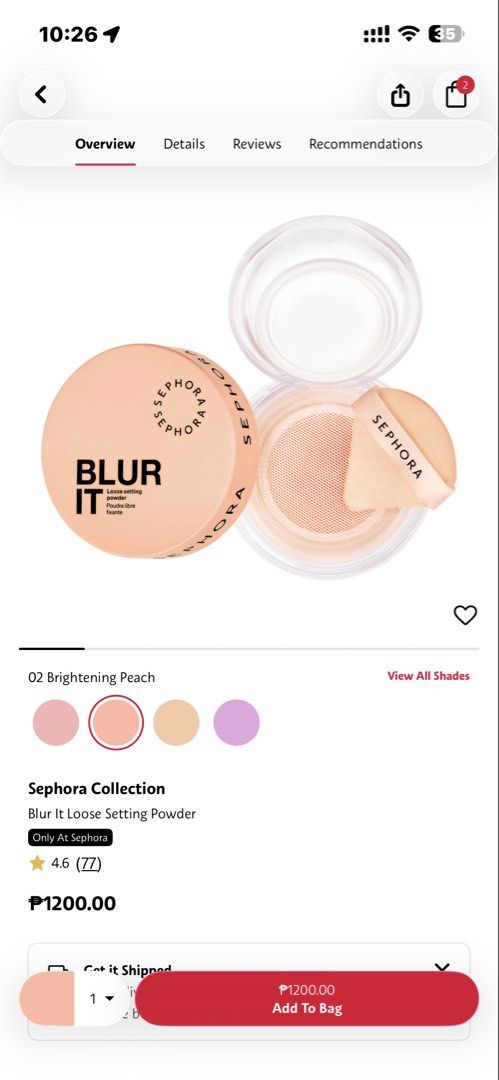 Sephora Collection Blur It Loose Setting Powder (Category: Makeup) located in Manila. Submitted by rustmakeupinc (Listing ID 1468869978, Image 3). Description: - Product: Sephora Collection Blur It Loose Setting Powder - Source: 100% Authentic US Purchase (Pasabuy) - Price: ₱1,000 only - ETA: November 8 - Available Shades: 01 Brightening Pink, 02 Brightening Peach, 03 Brightening Banana, 04 Brightening Lilac - How to order: Send a message to rese