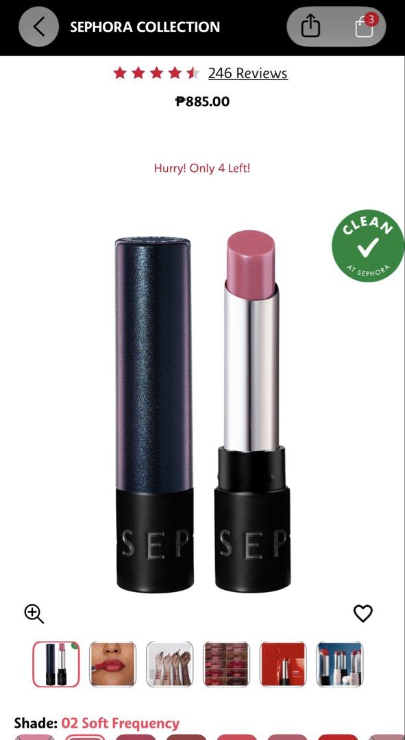 Sephora lacquer shine lipstick (Category: Makeup) located in Quezon City. Submitted by bloompicks (Listing ID 1468891085, Image 1). Description: Shade. 02 Expiration: 05/2027 on tag .