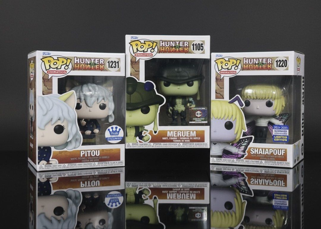 Set Funko Pop! Hunter x Hunter (Category: Figurines & Statues) located in Manila. Submitted by got_loots (Listing ID 1468798684, Image 1). Description: WTS❗️❗️❗️ Funko Pop! Hunter x Hunter Meruem SDCC 2023 Exclusive Hunter X Hunter Shaiapouf & Shop Exclusive Hunter X Hunter Pitou ₱3,500 Only.