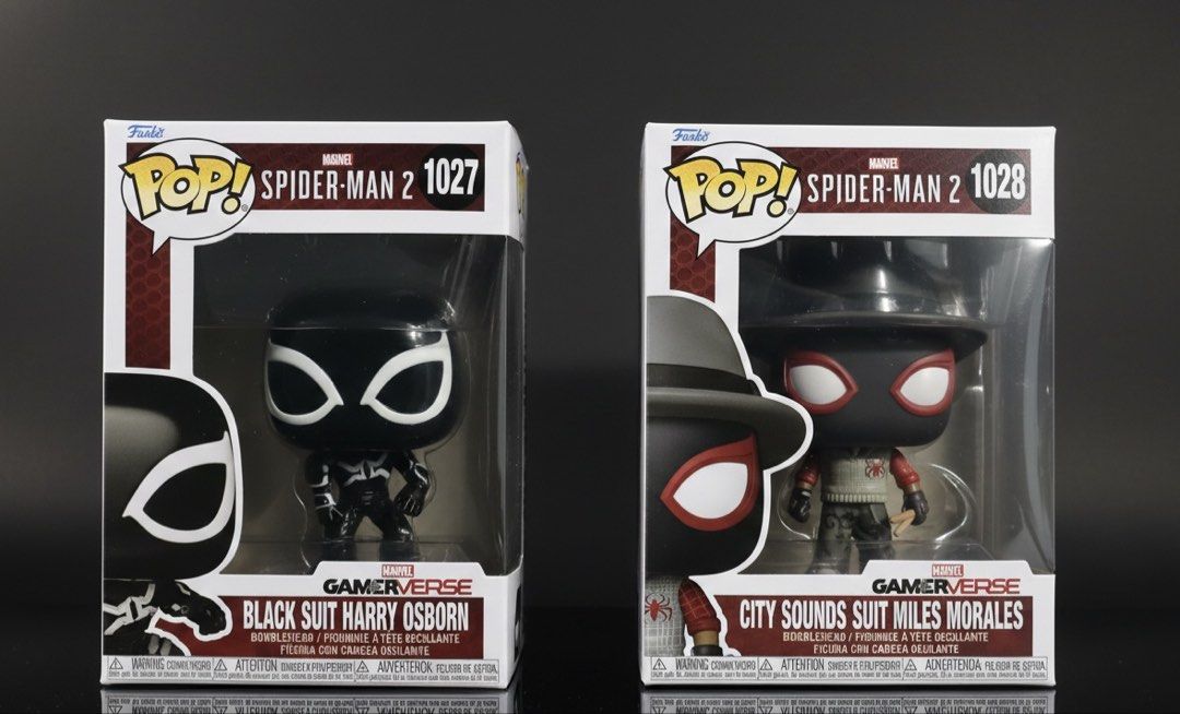 Set Funko Pop! Spiderman 2 (Category: Figurines & Statues) located in Manila. Submitted by got_loots (Listing ID 1468831383, Image 1). Description: WTS❗️❗️❗️ Funko Pop Spiderman 2 Agent Venom (Harry Osborn) Black Suit Figure - #1027 City Sounds Suit Miles Morales #1028 ₱1,000 Only .